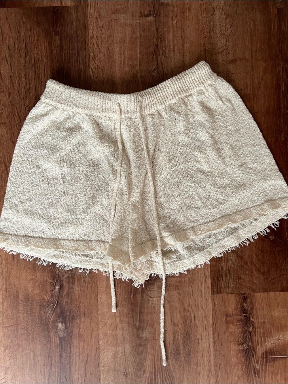 VRG GRL Cream Knit Drawstring Shorts